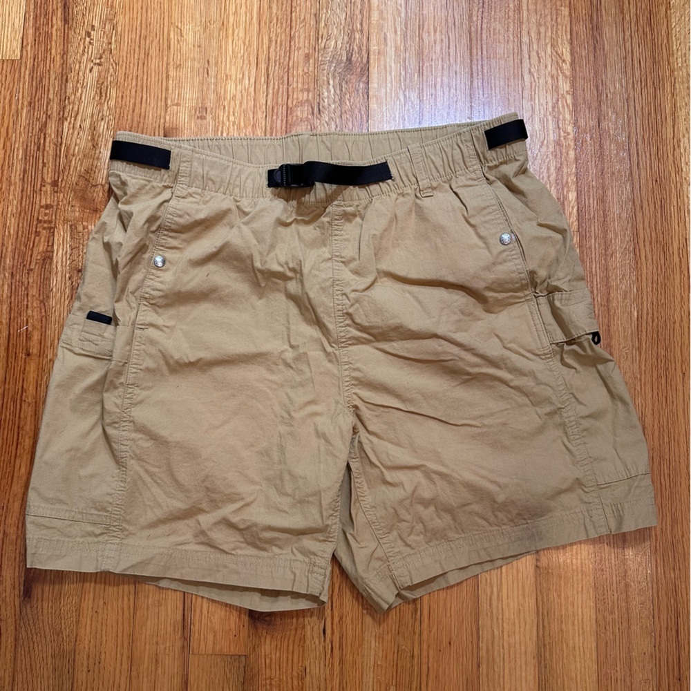North Face Men’s Cargo Shorts Ripstop Tan Khaki Belted Size Large (z)